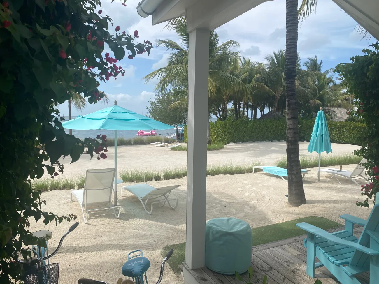 Beach front view at the Bungalows Key Largo